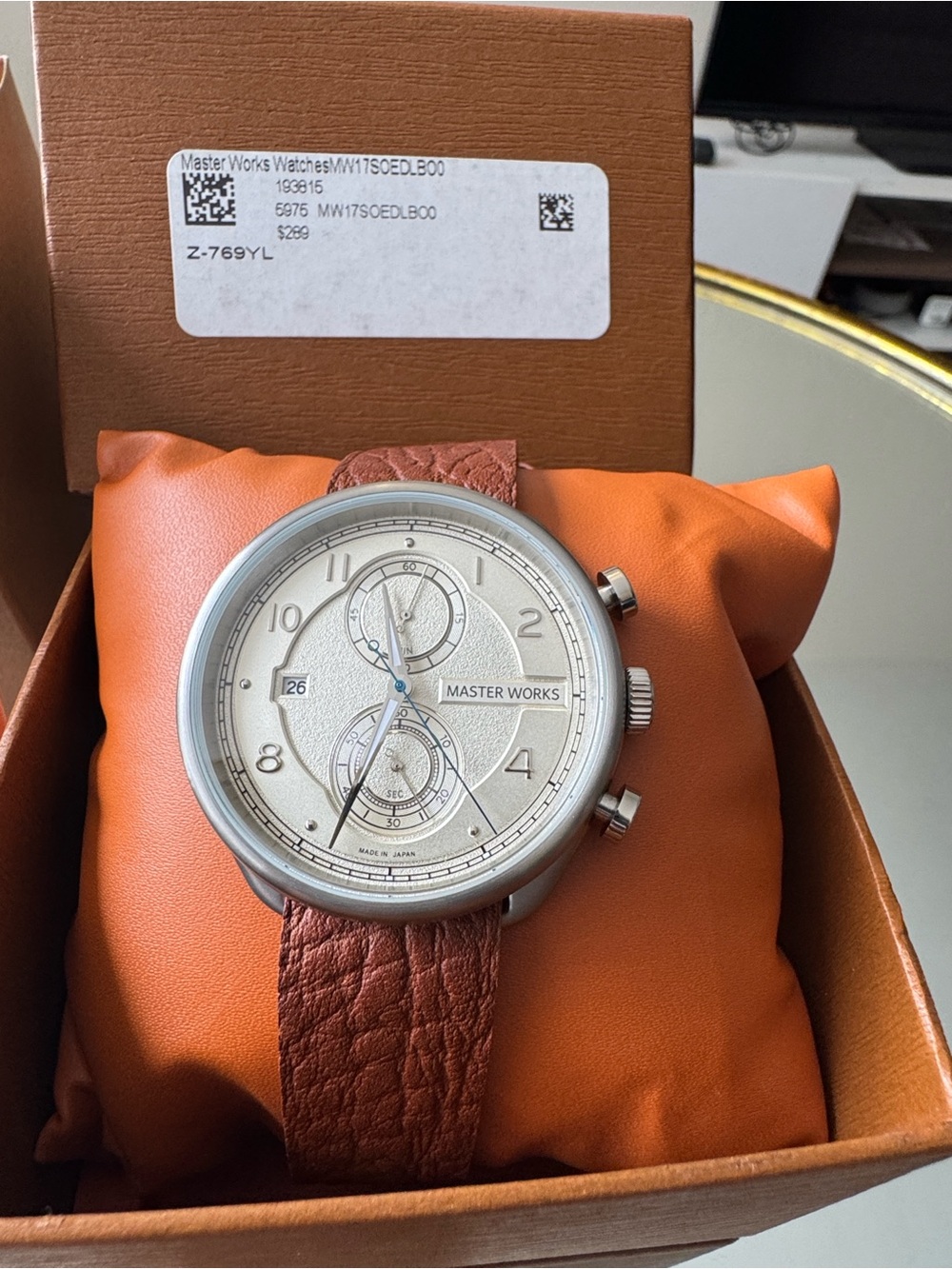 Men’s Brown Leather Strap Watch - Silver Dial